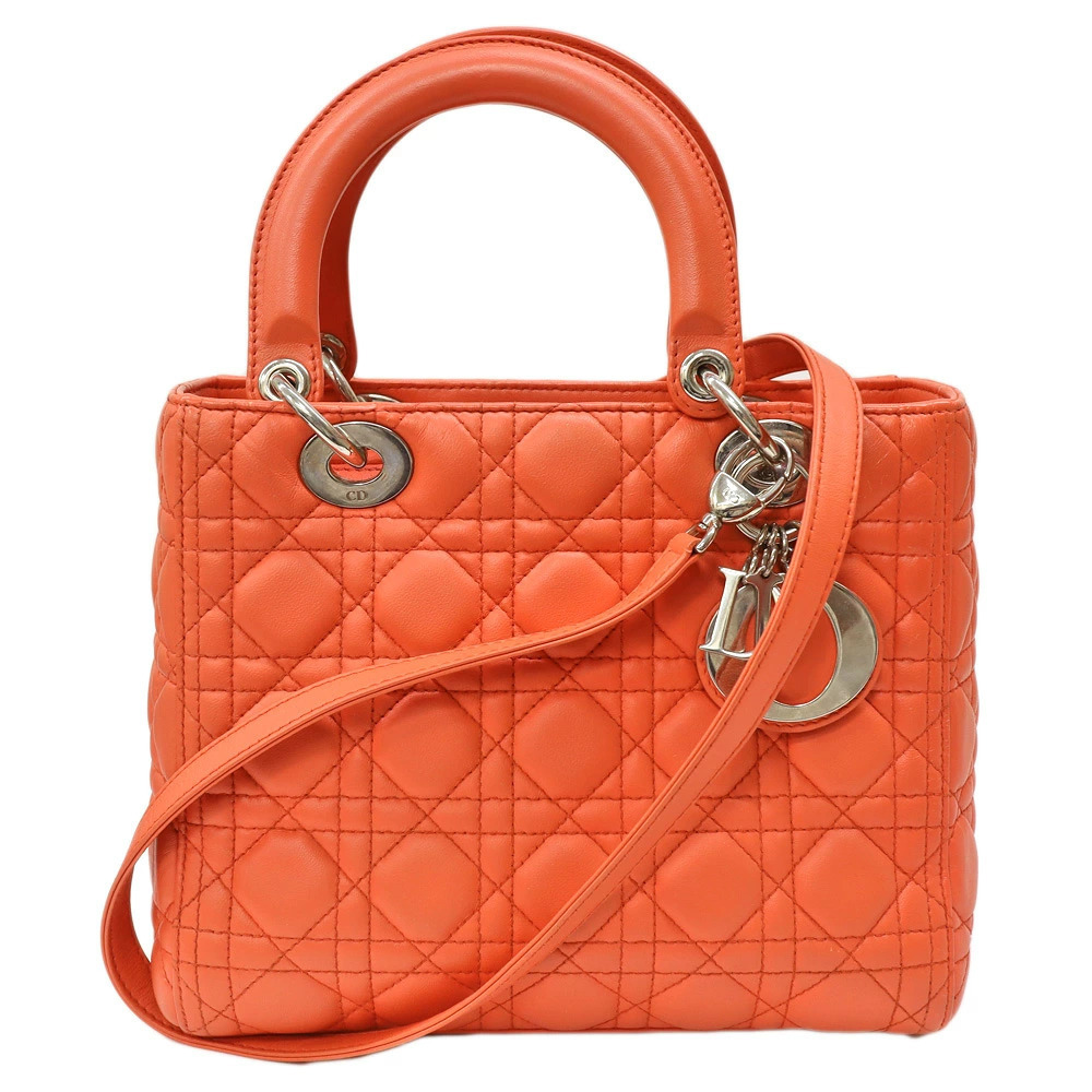 Christian Dior Lady Dior Bag quilted cannage leather Orange